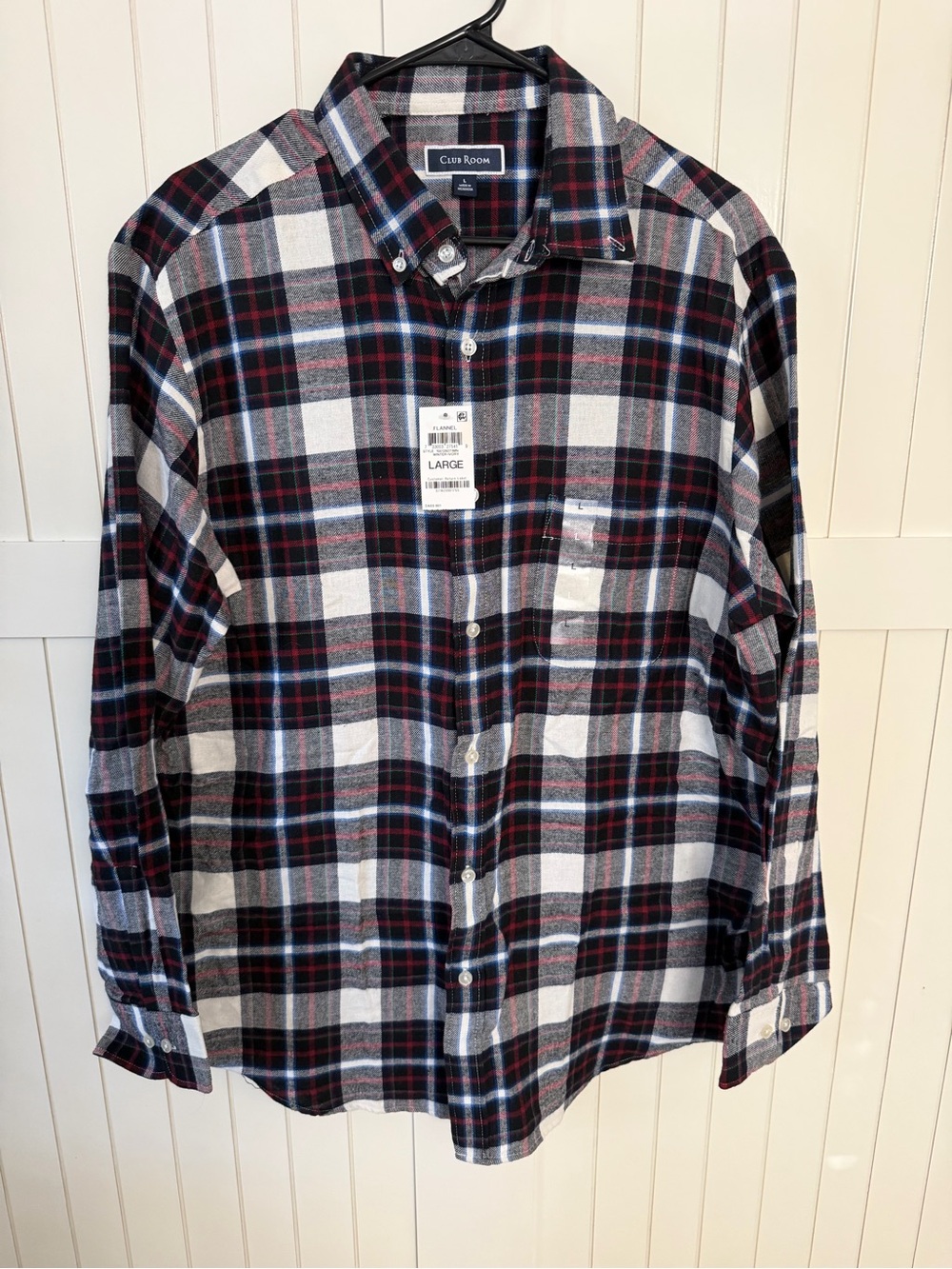 Club Room Men’s Black, White & Red Plaid Button-Down Shirt